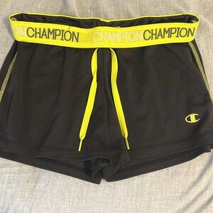 Black and yellow champion powertrain shorts